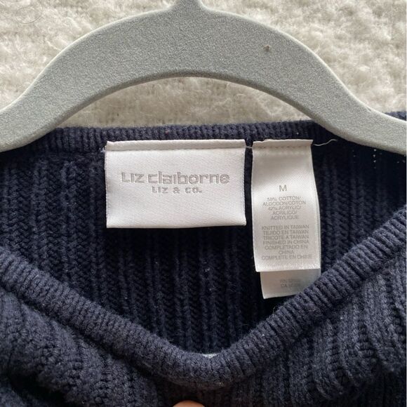 Vintage Liz Claiborne Black Striped Rainbow Crewneck Sweater Size Medium - Picture 4 of 6